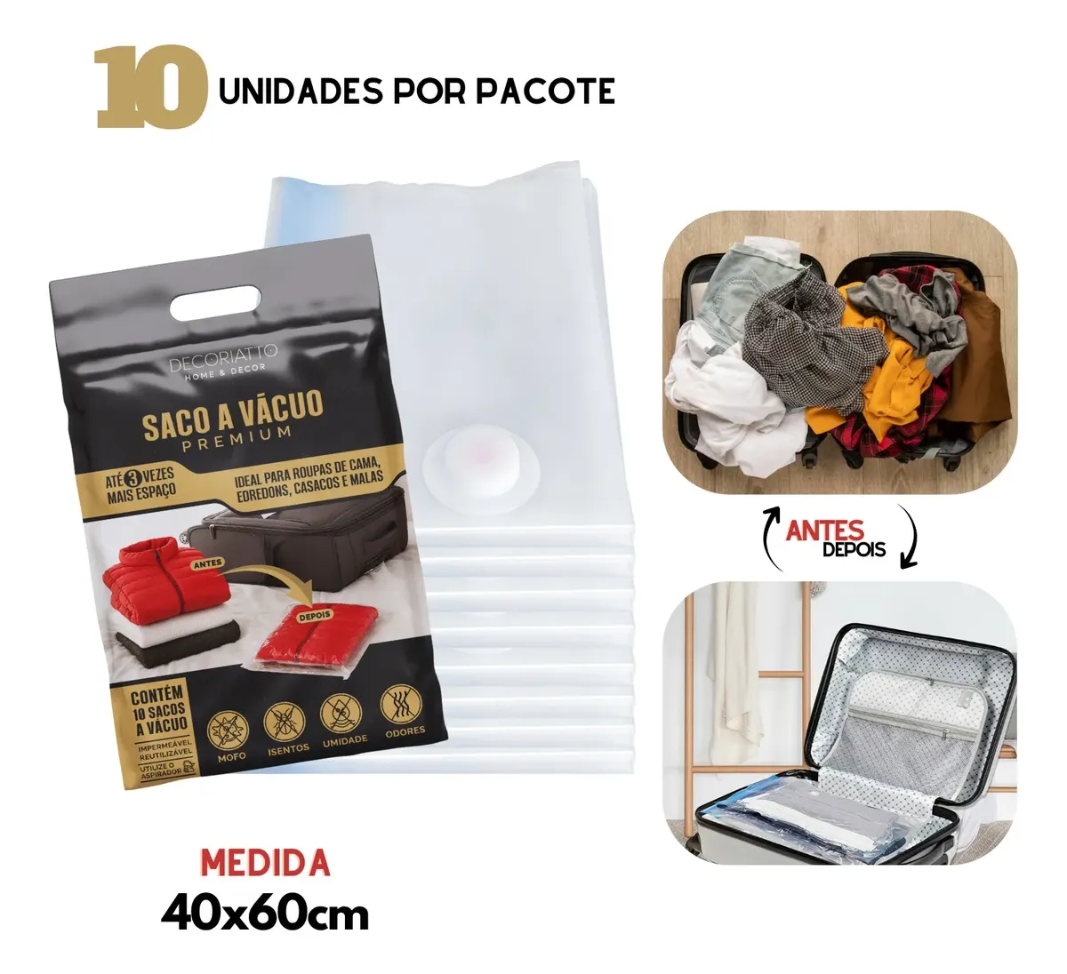 Kit Mala — 10 Sacos a Vácuo (40×60 cm)